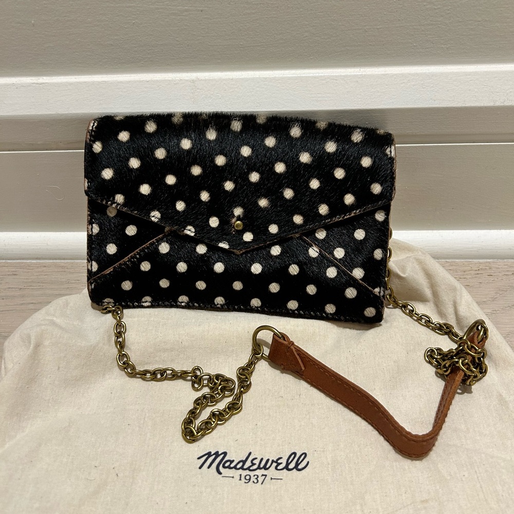 Madewell Black and White Polka Dot Calf-hair Crossbody